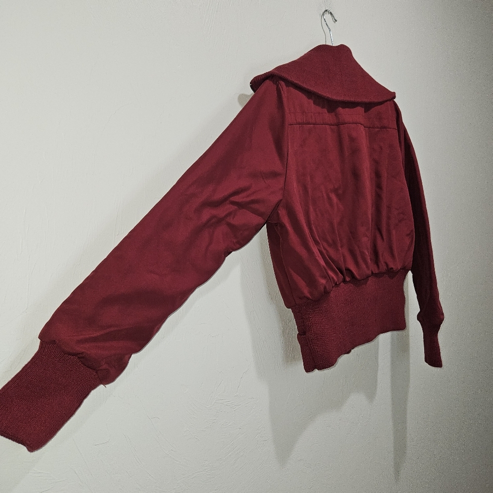 Alpha Industries Coat Jacket Maroon Red Women Large Outerwear Winter Mid Crop - Picture 10 of 14
